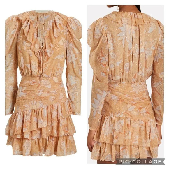 NWT $695 SP22 Ulla Johnson Cecily Magnolia Mini Dress Long Puff Sleeve Floral - Picture 2 of 14